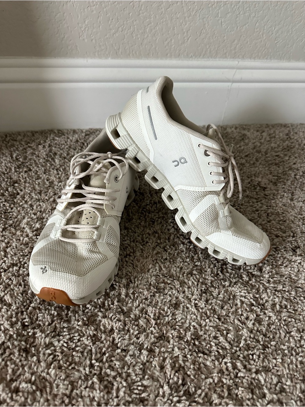 On Running Women's Sneakers in Cream White with Tan Accent